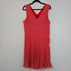 Banana Republic Red/orange Geometric Print Sleeveless Pleated Mini Dress Size 12